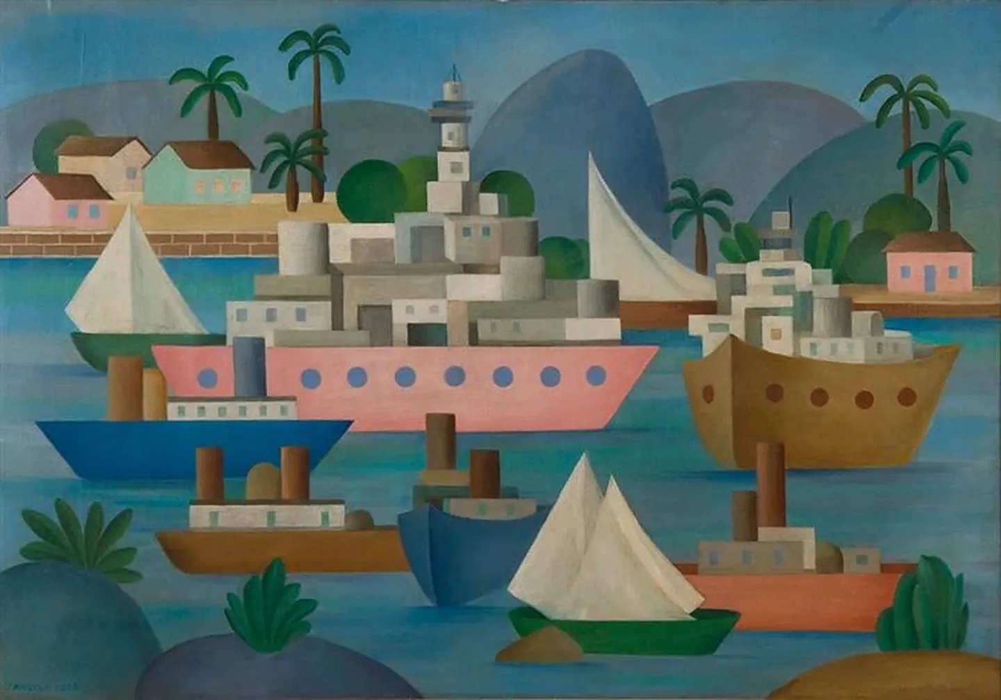 Porto I (1953), pintura de Tarsila do Amaral